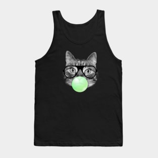 Cute fluffy kitten and green bubble gum Tank Top